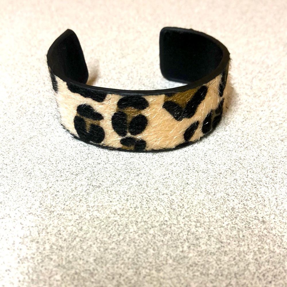 Furry leopard cuff